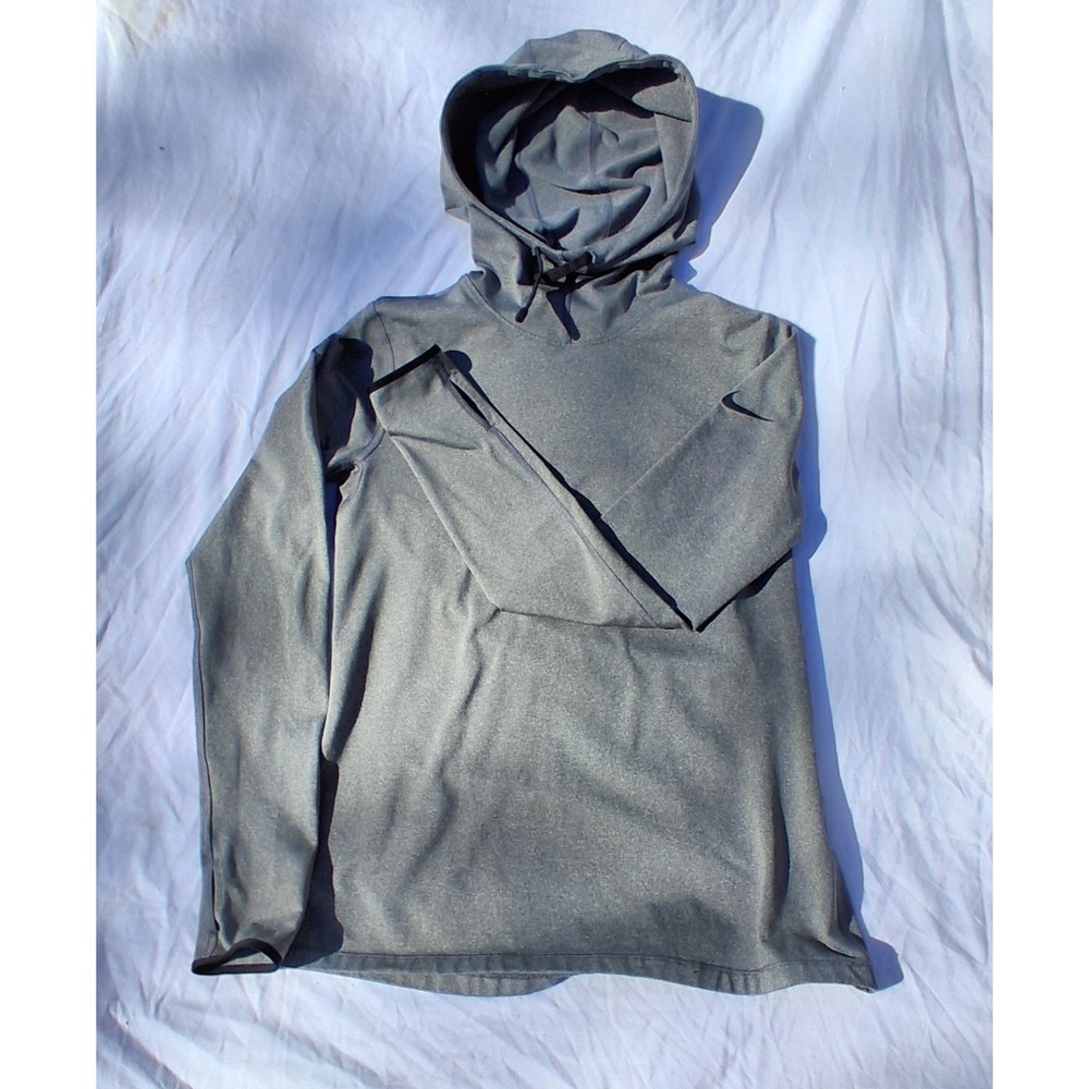 Nike Pro Dri‎ Fit Gray Hoodie Long Sleeve Youth Kids Size L Athletic Pullover